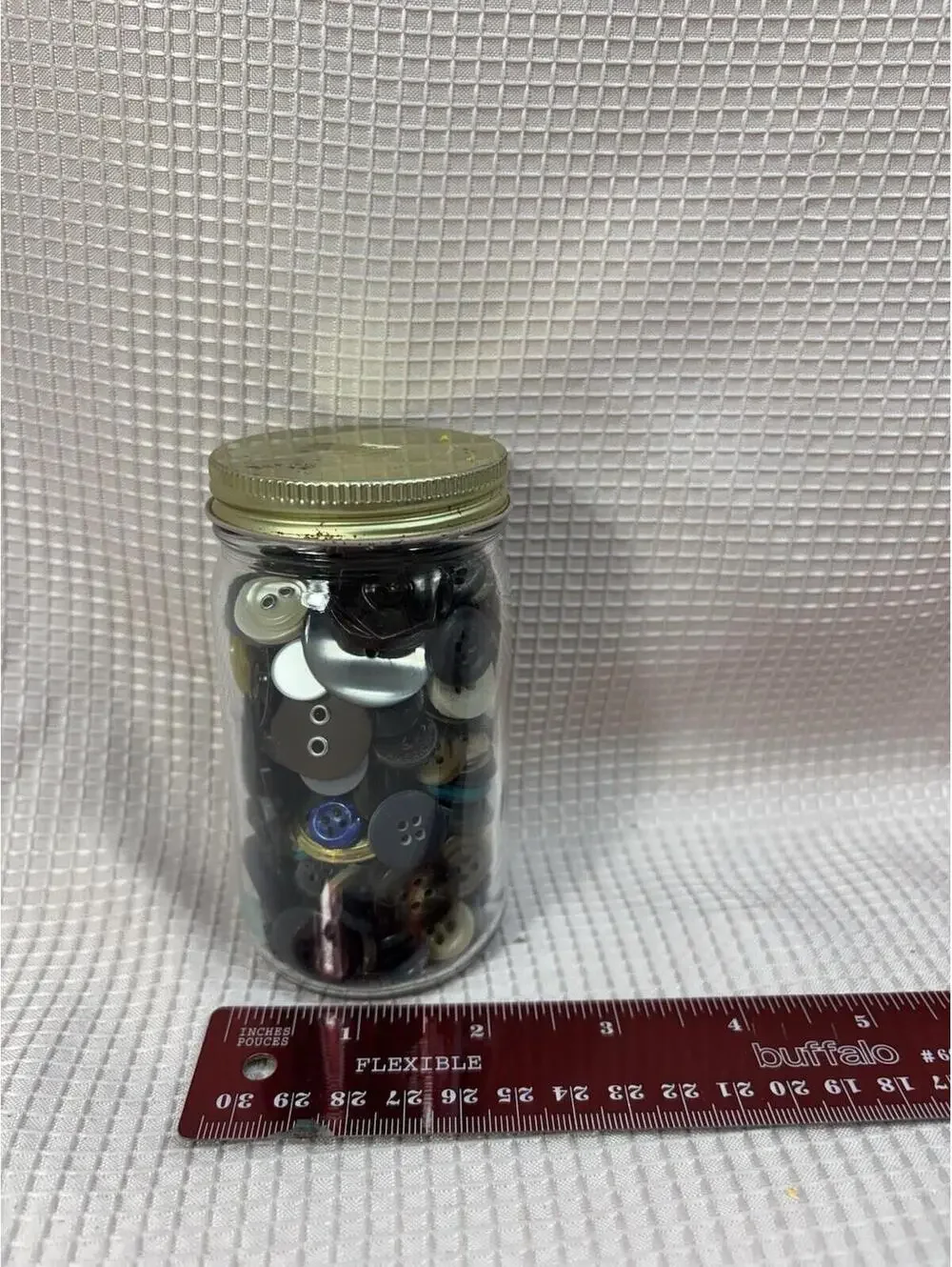 220 - Unmarked Mixed Lot Of Buttons In Jar